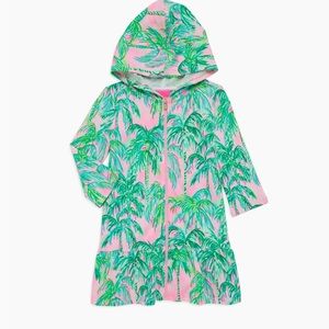 Lilly Pulitzer Full Zip Up Pink Blossom Hooded Pool Beach Cover Up